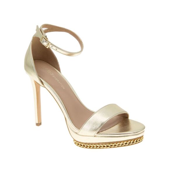 BCBGENERATION Shoes - NWT BCBGENERATION Womens Gold 1" Platform Chain Noelli Stiletto Heeled Sandal 9